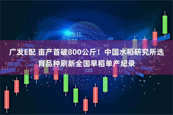 广发E配 亩产首破800公斤！中国水稻研究所选育品种刷新全国早稻单产纪录