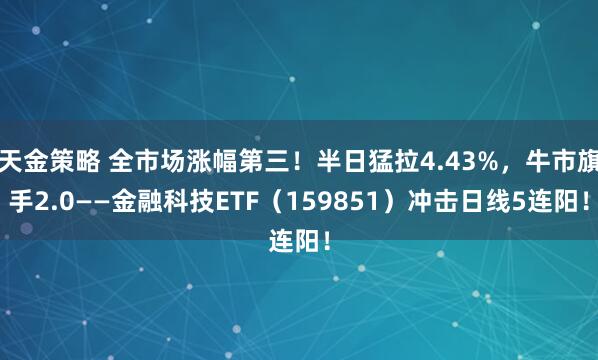 天金策略 全市场涨幅第三！半日猛拉4.43%，牛市旗手2.0——金融科技ETF（159851）冲击日线5连阳！